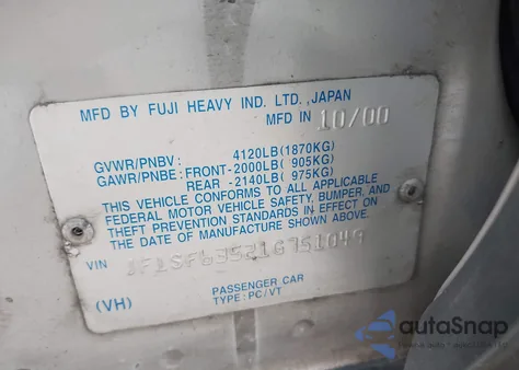 2001 Subaru Forester L from USA, damaged, VIN JF1SF63521G751049